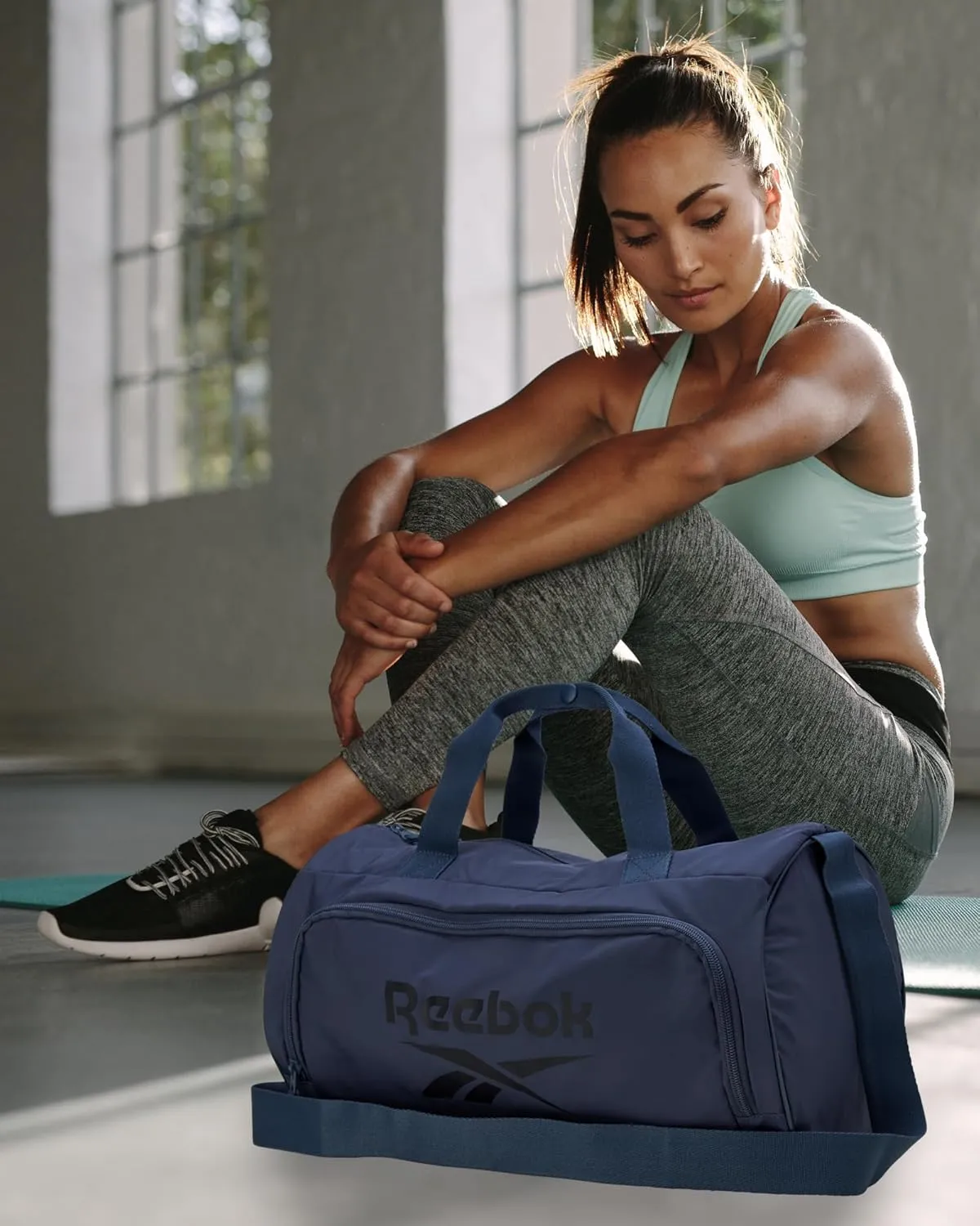 Reebok Duffle Bag – Gym Bag for Women & Men, Carry On and Overnight Duffle for Travel & Fitness, Size Small, Easton Blue
