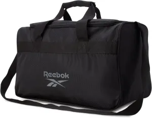 Reebok Duffle Bag – Gym Bag for Women & Men, Carry On and Overnight Duffle for Travel & Fitness, Size Small, Warrior II Black with Grey Logo