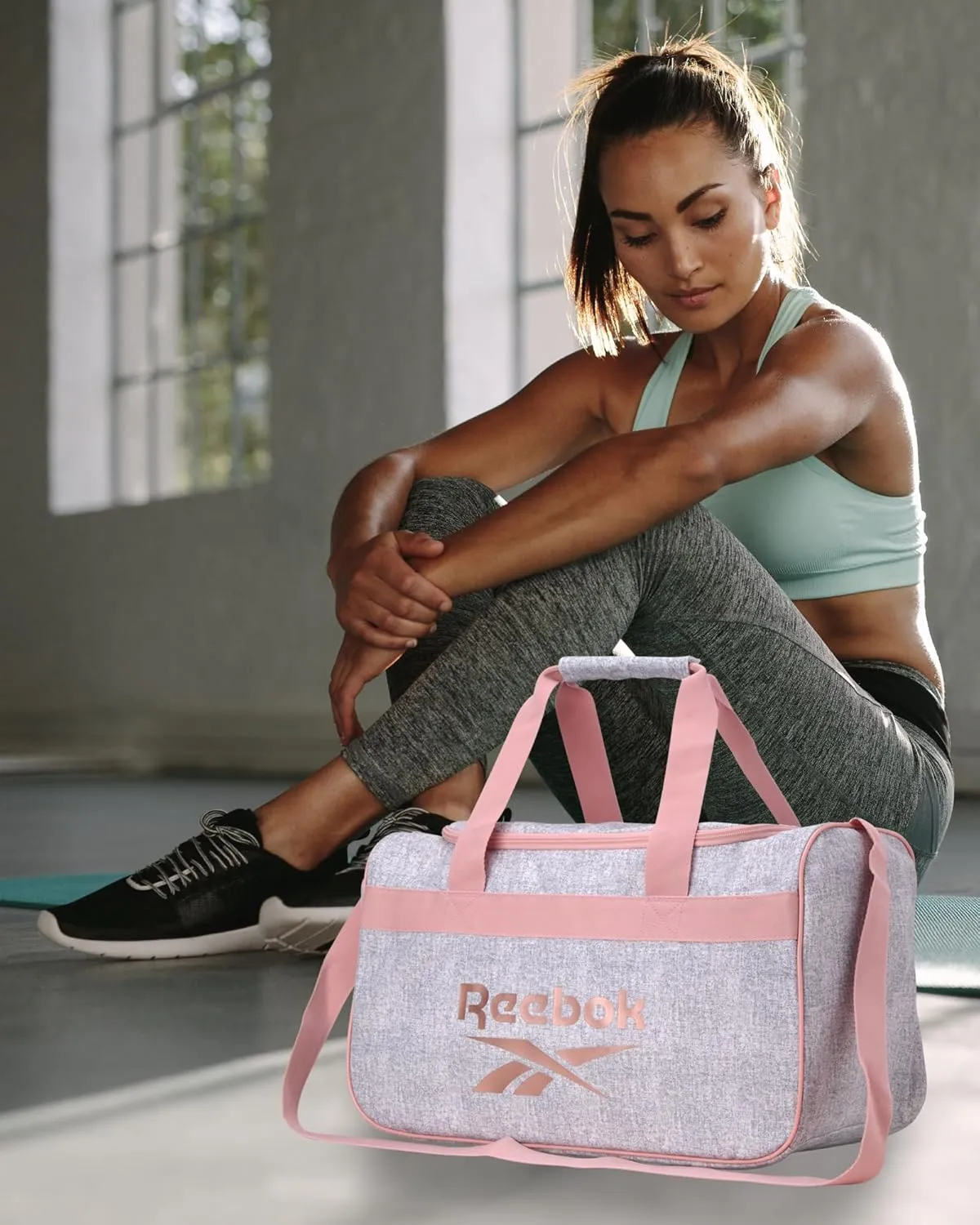 Reebok Duffle Bag – Gym Bag for Women & Men, Carry On and Overnight Duffle for Travel & Fitness, Size Small, Warrior II Heather Grey