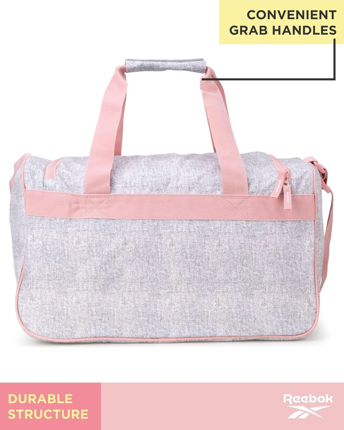 Reebok Duffle Bag – Gym Bag for Women & Men, Carry On and Overnight Duffle for Travel & Fitness, Size Small, Warrior II Heather Grey