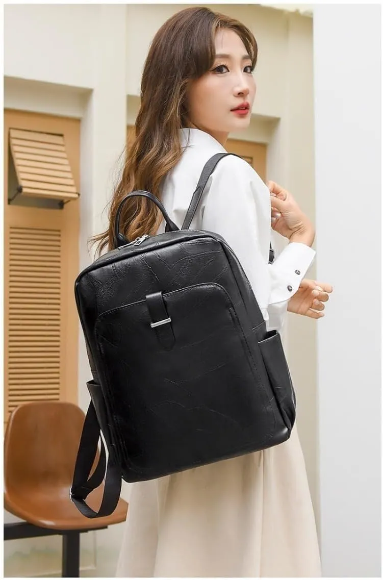 Retro Backpack for Women Leather Purse Multi-functional Bag Daypack Shoulder Office