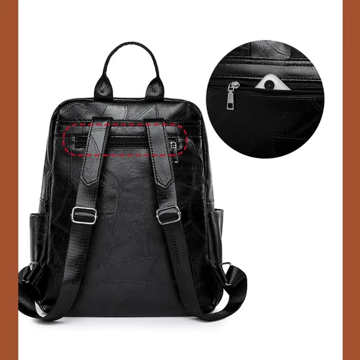 Retro Backpack for Women Leather Purse Multi-functional Bag Daypack Shoulder Office