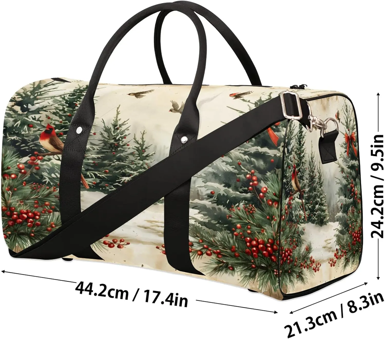 Retro Christmas Travel Duffle Bag, Sports Gym Bags for Women Men, Carry On Weekender Overnight Workout Airplane Trips Bag