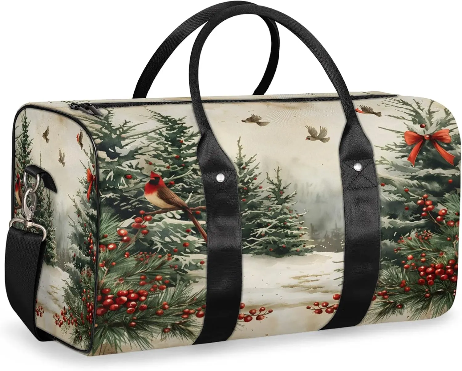Retro Christmas Travel Duffle Bag, Sports Gym Bags for Women Men, Carry On Weekender Overnight Workout Airplane Trips Bag
