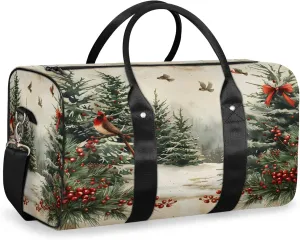 Retro Christmas Travel Duffle Bag, Sports Gym Bags for Women Men, Carry On Weekender Overnight Workout Airplane Trips Bag