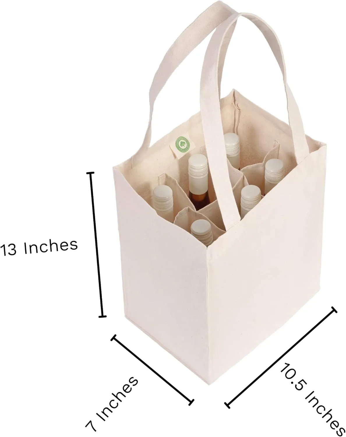 Reusable Canvas Wine Tote for 6 Bottles - Extremely Sturdy and Washable Cotton Wine Bag - Easy and Convenient to Shop with Reusable Totes (2 Bags)