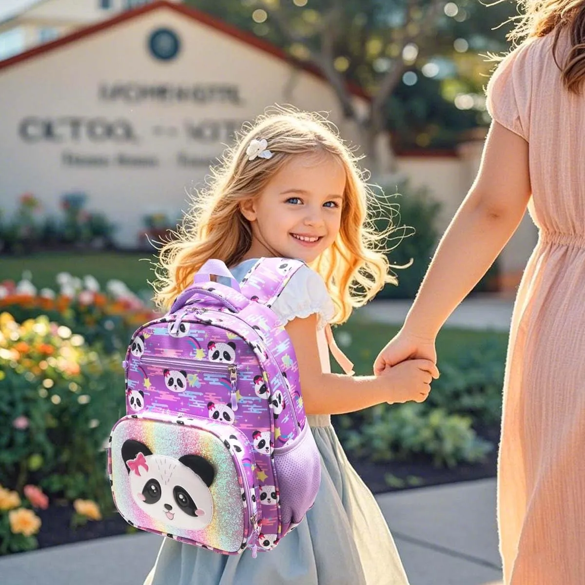 RHCPFOVR Girls Backpack for Elementary School, Backpack for Girls 5-8, Lightweight Kids Backpacks