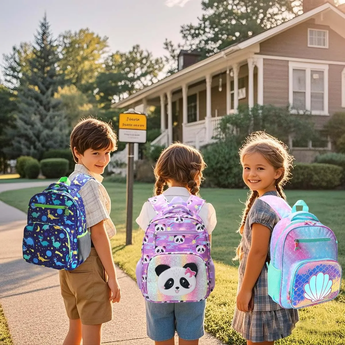 RHCPFOVR Girls Backpack for Elementary School, Backpack for Girls 5-8, Lightweight Kids Backpacks