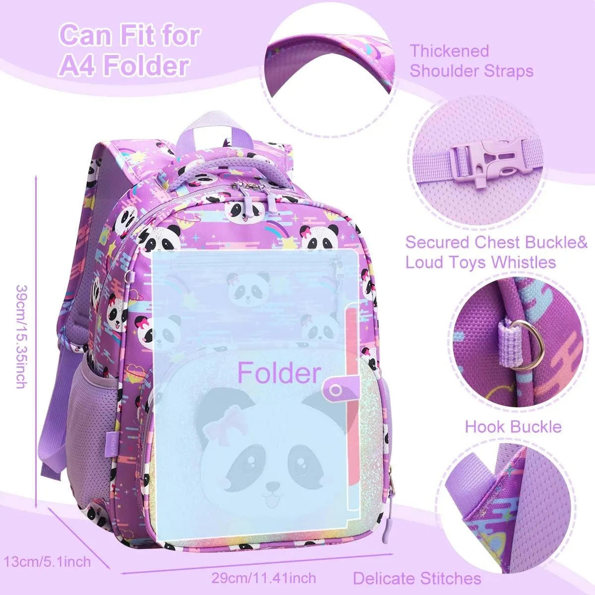 RHCPFOVR Girls Backpack for Elementary School, Backpack for Girls 5-8, Lightweight Kids Backpacks