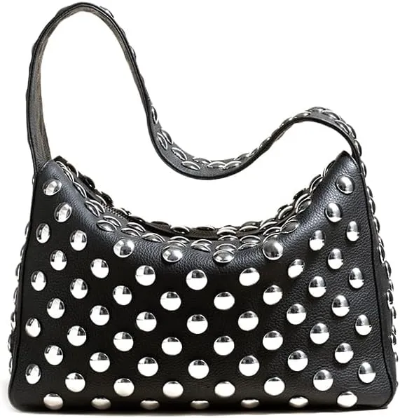 RICHTRUE Full Studded Purse Designer Handbag Vegan Leather Women Purse Y2k Shoulder Bag 90s Punk 2000s Streetwear