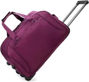 Rolling Duffle Bag With Wheels， Traveling Tote For Camp Travel Gym,Carry On Luggage Tote Unisex-Adult Short Term Trips，Weekender Camping Overnight Carry On(Purple,Small)