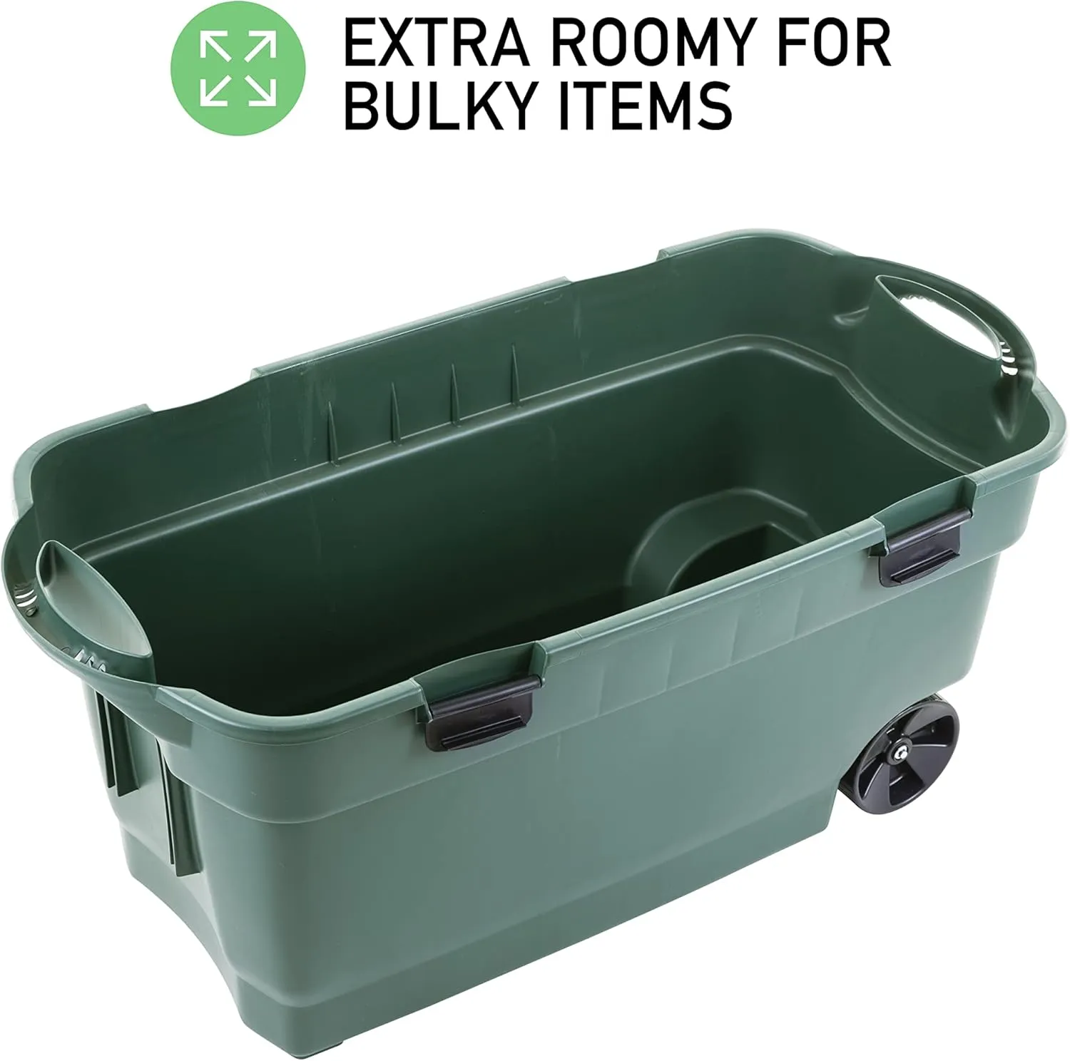 Rubbermaid ECOSense Wheeled Storage Totes, 40 Gal Pack of 2, Durable and Reusable Bins with Latching Lids for Garage or Home Organization, Made From Recycled Materials