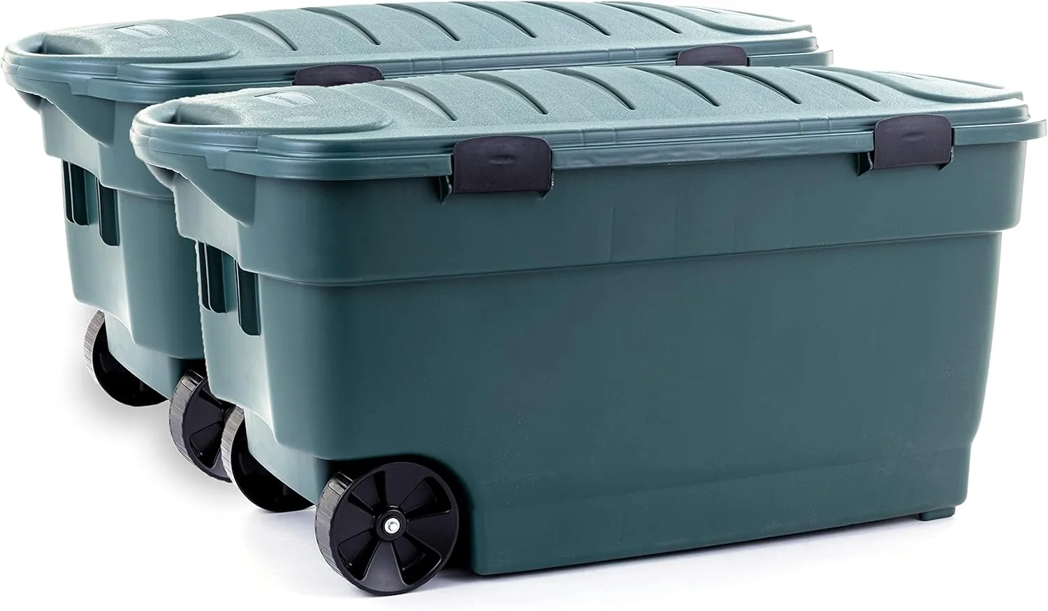 Rubbermaid ECOSense Wheeled Storage Totes, 40 Gal Pack of 2, Durable and Reusable Bins with Latching Lids for Garage or Home Organization, Made From Recycled Materials