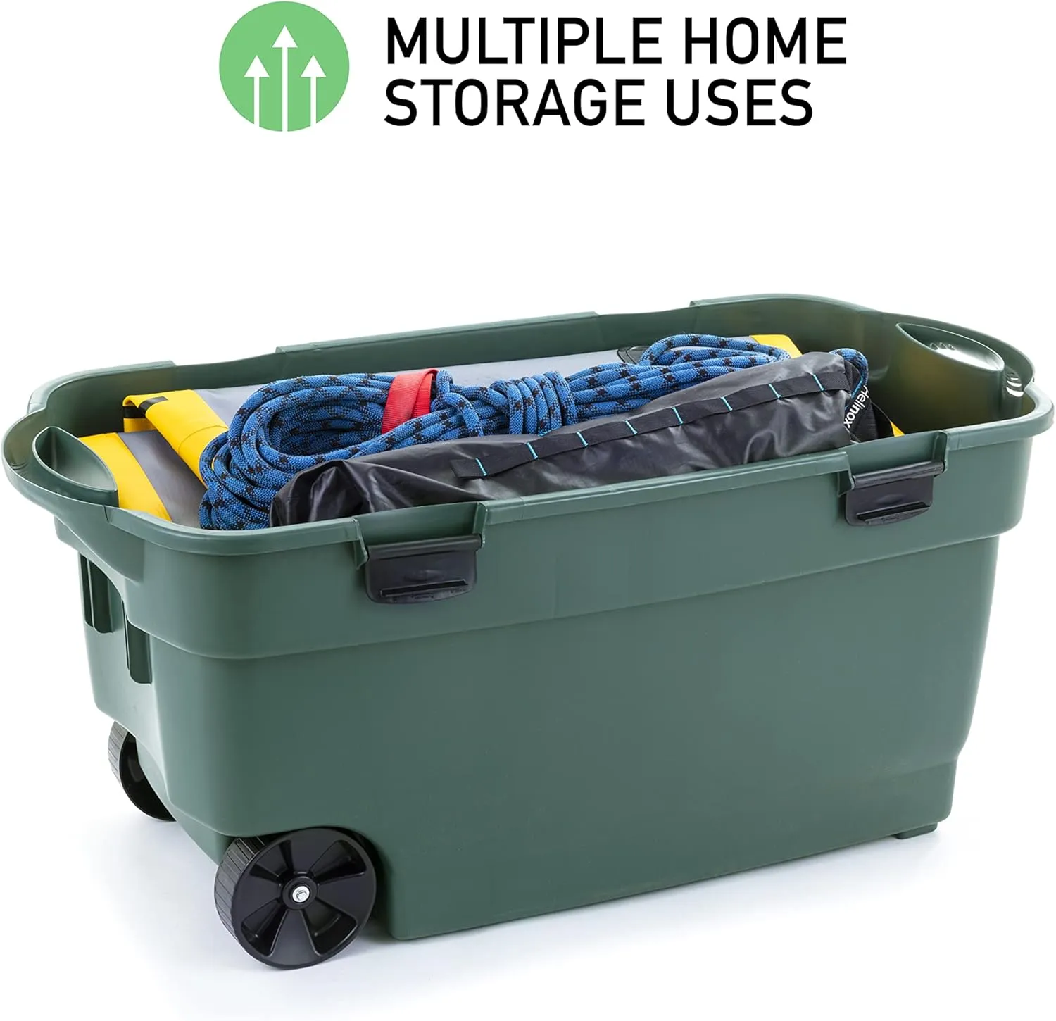 Rubbermaid ECOSense Wheeled Storage Totes, 40 Gal Pack of 2, Durable and Reusable Bins with Latching Lids for Garage or Home Organization, Made From Recycled Materials
