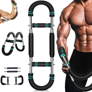 Saker Twister Arm Trainer, 40-100lb Adjustable Chest Workout Equipment, Portable Power Twister Bar, Forearm Strengthener, Detachable Upper Body Fitness Machine for Home & Gym