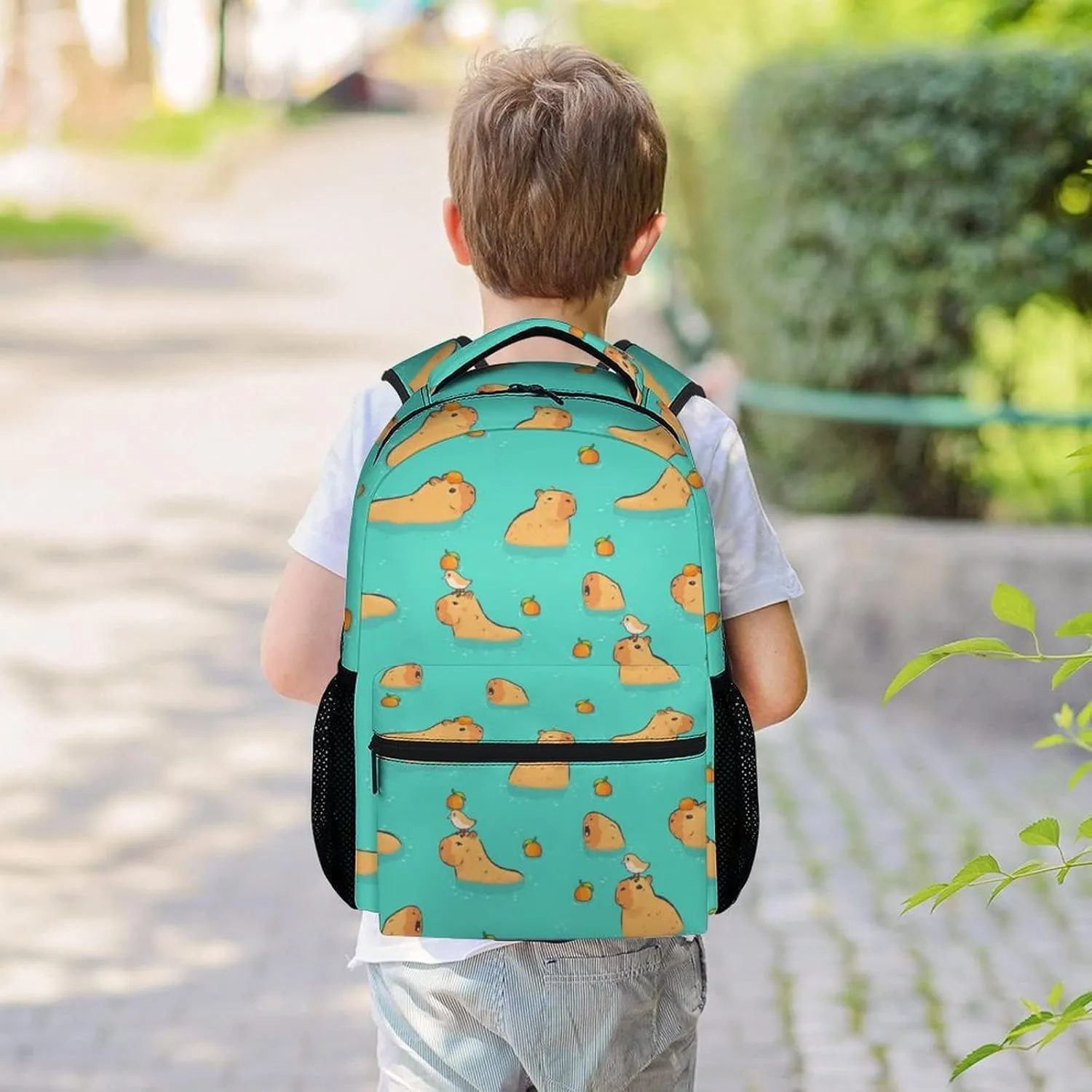 School Backpack, 17 Inch Cute Girls Backpack for Primary School, Green Large Capacity Bookbag for Kids