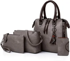 Segater® Women Fashion Handbag Shoulder Bag Purse Card Purse Faux Leather Tote 4 Pieces