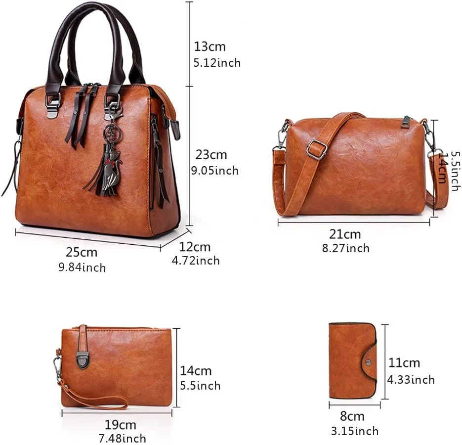 Segater® Women Fashion Handbag Shoulder Bag Purse Card Purse Faux Leather Tote 4 Pieces