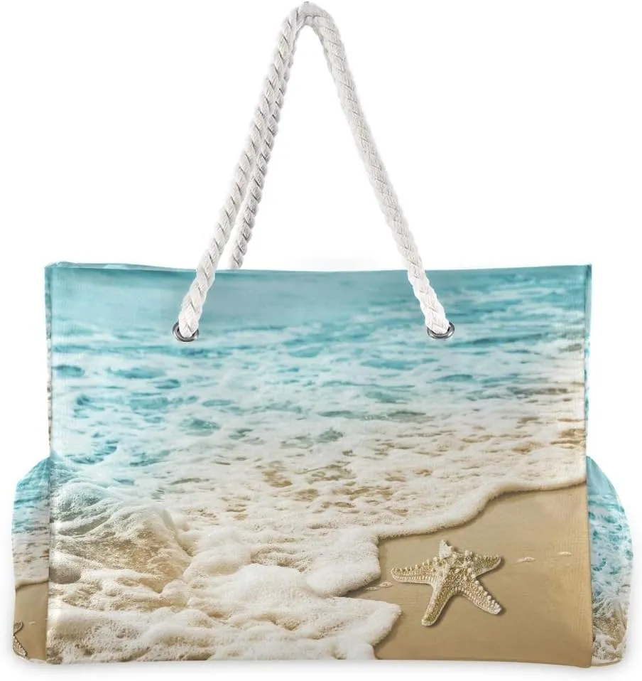 senya Large Beach Bags Totes Swim Canvas Tote Shoulder Bag Water Resistant Bags for Gym Travel Daily