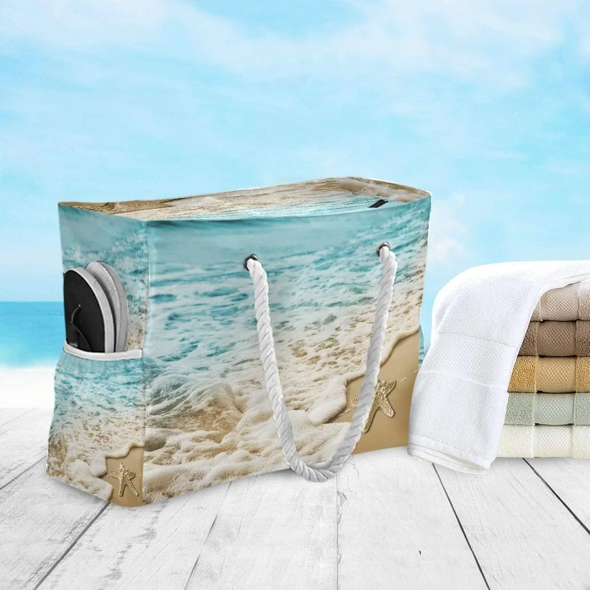 senya Large Beach Bags Totes Swim Canvas Tote Shoulder Bag Water Resistant Bags for Gym Travel Daily