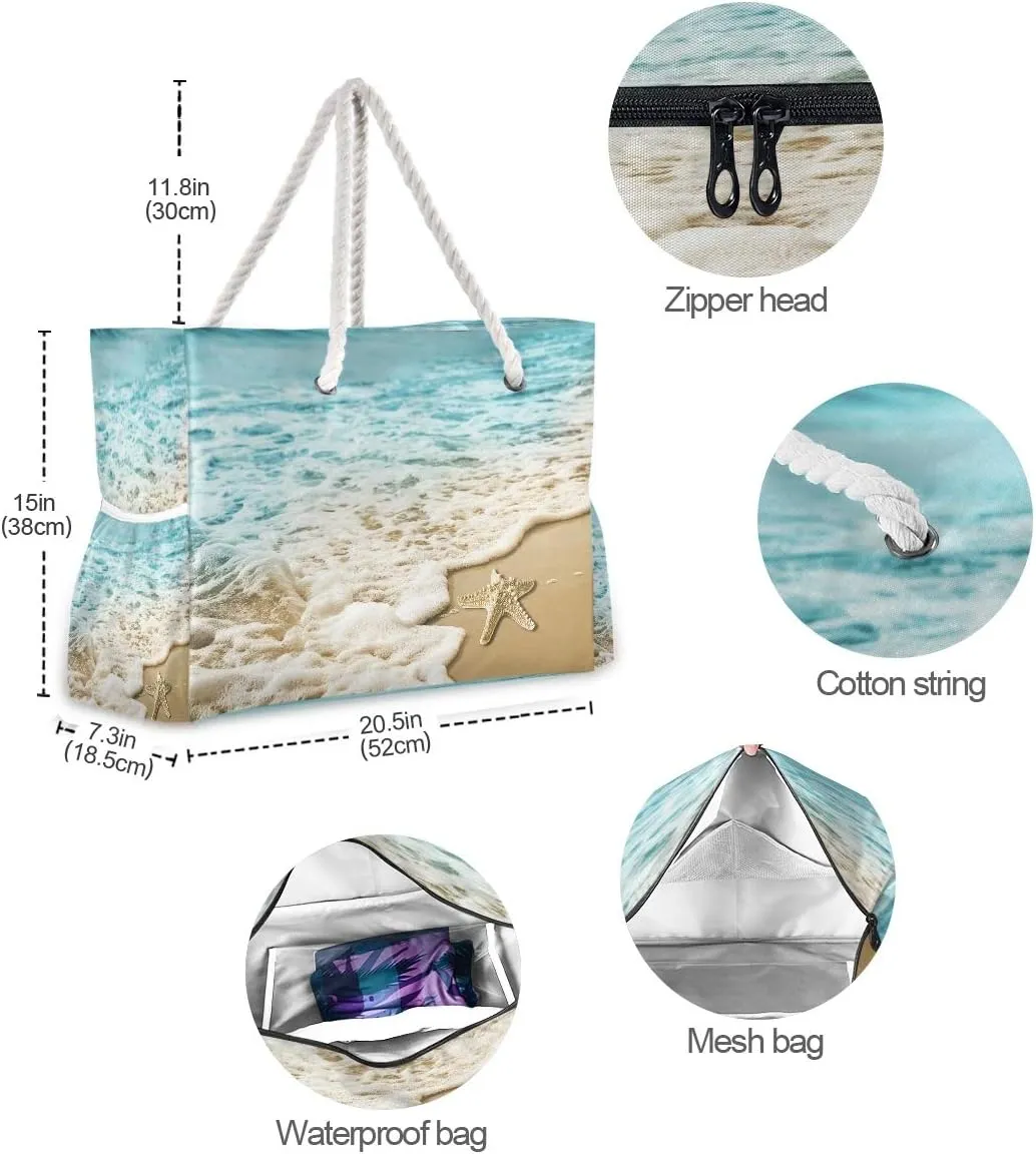 senya Large Beach Bags Totes Swim Canvas Tote Shoulder Bag Water Resistant Bags for Gym Travel Daily