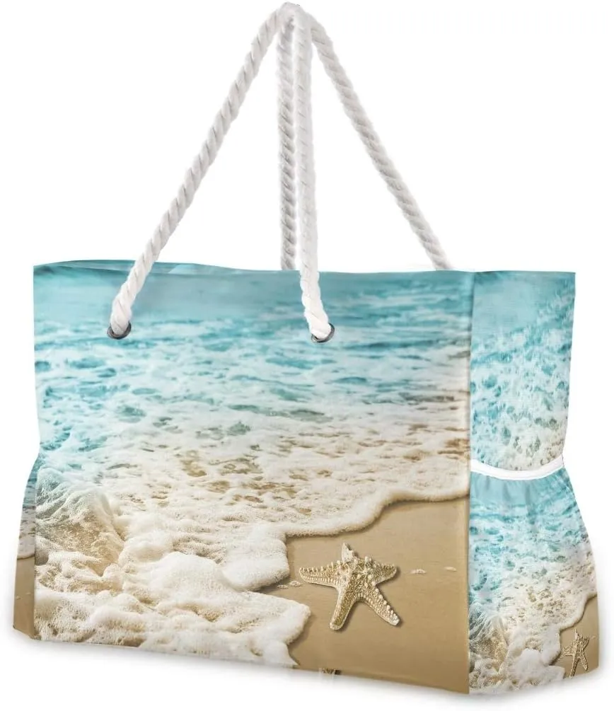 senya Large Beach Bags Totes Swim Canvas Tote Shoulder Bag Water Resistant Bags for Gym Travel Daily