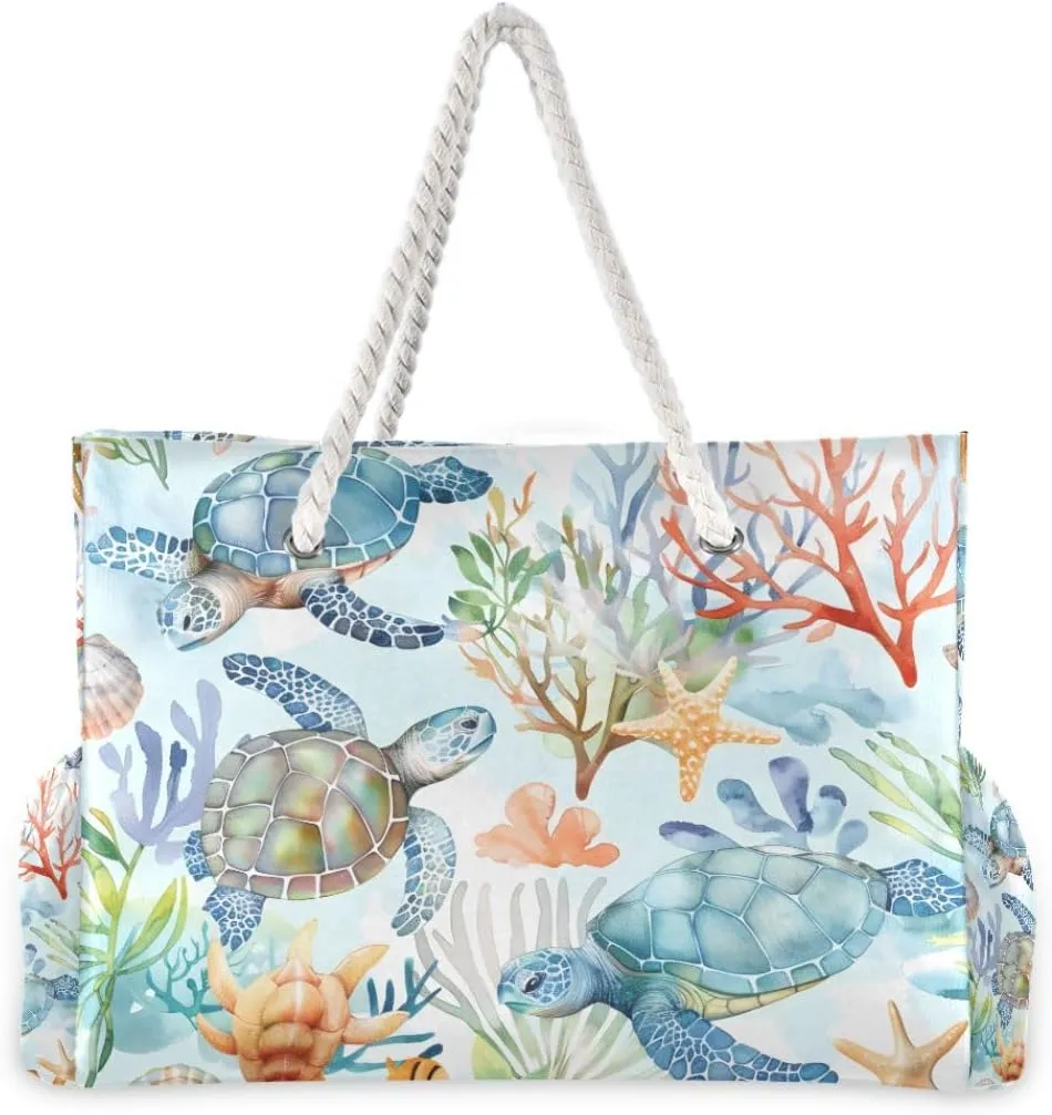 senya Large Beach Bags Totes Swim Canvas Tote Shoulder Bag Water Resistant Bags for Gym Travel Daily