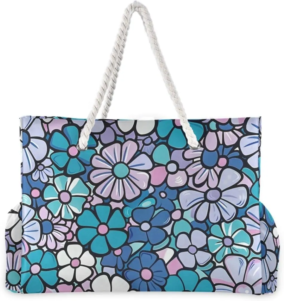 senya Large Beach Bags Totes Swim Canvas Tote Shoulder Bag Water Resistant Bags for Gym Travel Daily