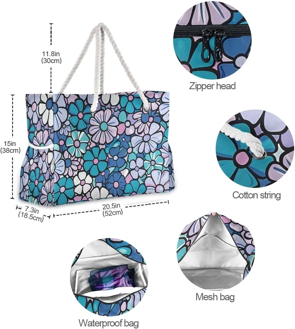 senya Large Beach Bags Totes Swim Canvas Tote Shoulder Bag Water Resistant Bags for Gym Travel Daily
