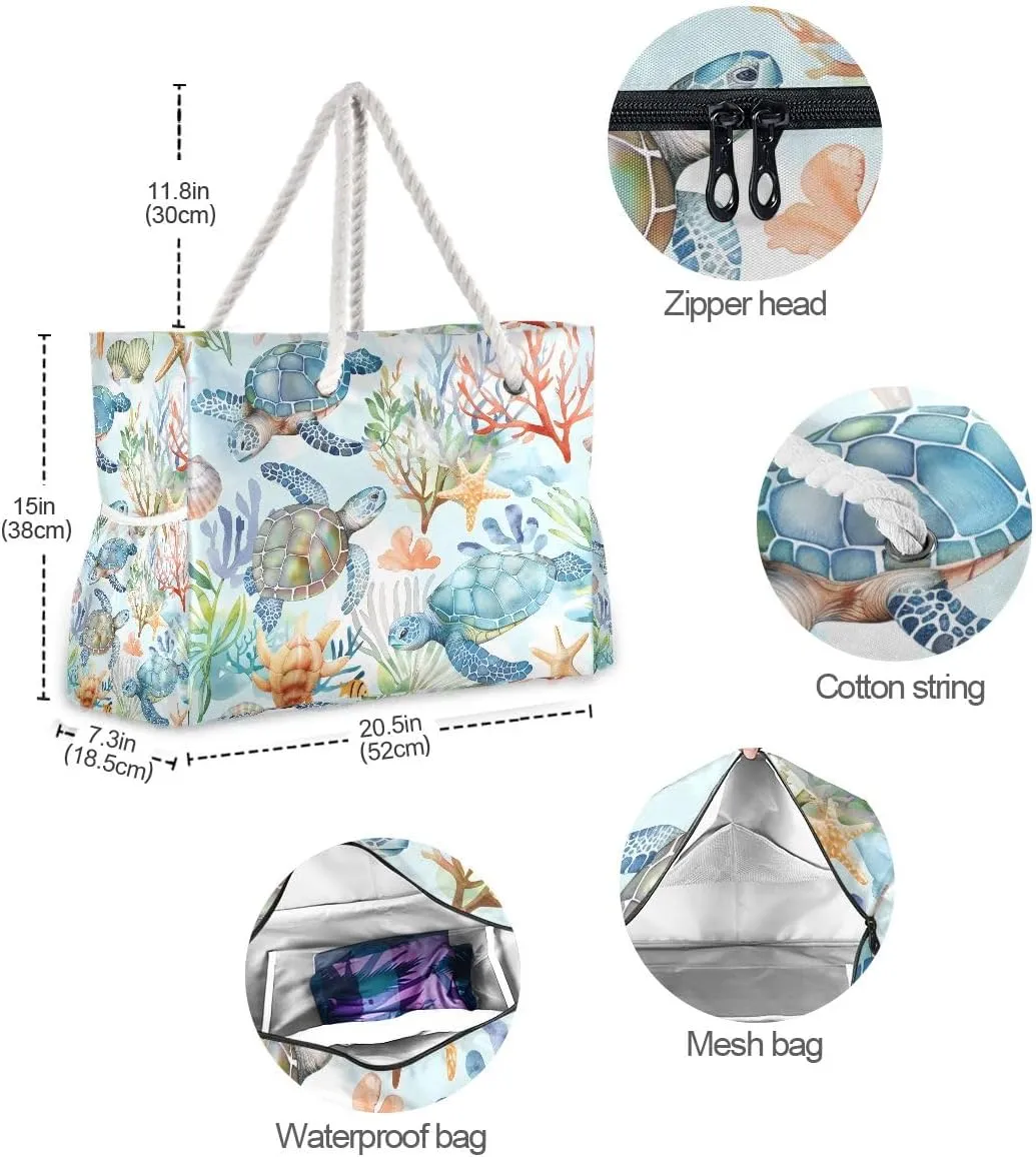 senya Large Beach Bags Totes Swim Canvas Tote Shoulder Bag Water Resistant Bags for Gym Travel Daily