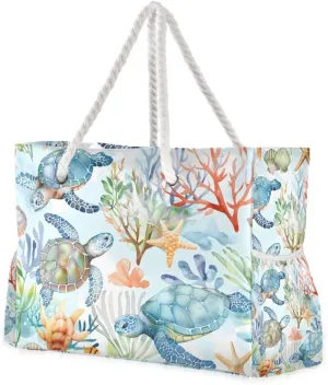 senya Large Beach Bags Totes Swim Canvas Tote Shoulder Bag Water Resistant Bags for Gym Travel Daily