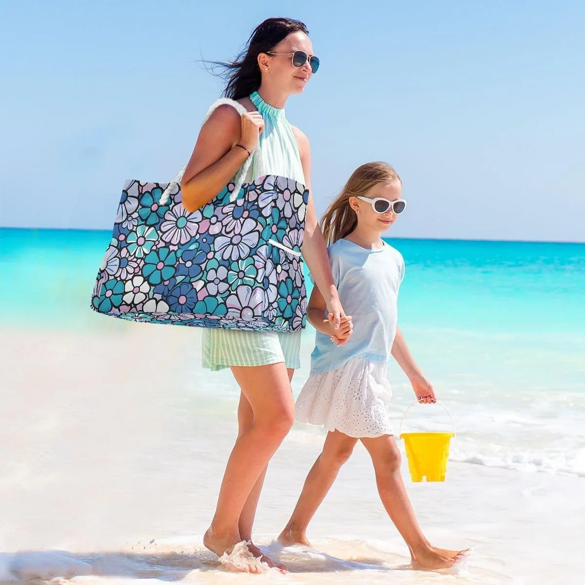senya Large Beach Bags Totes Swim Canvas Tote Shoulder Bag Water Resistant Bags for Gym Travel Daily