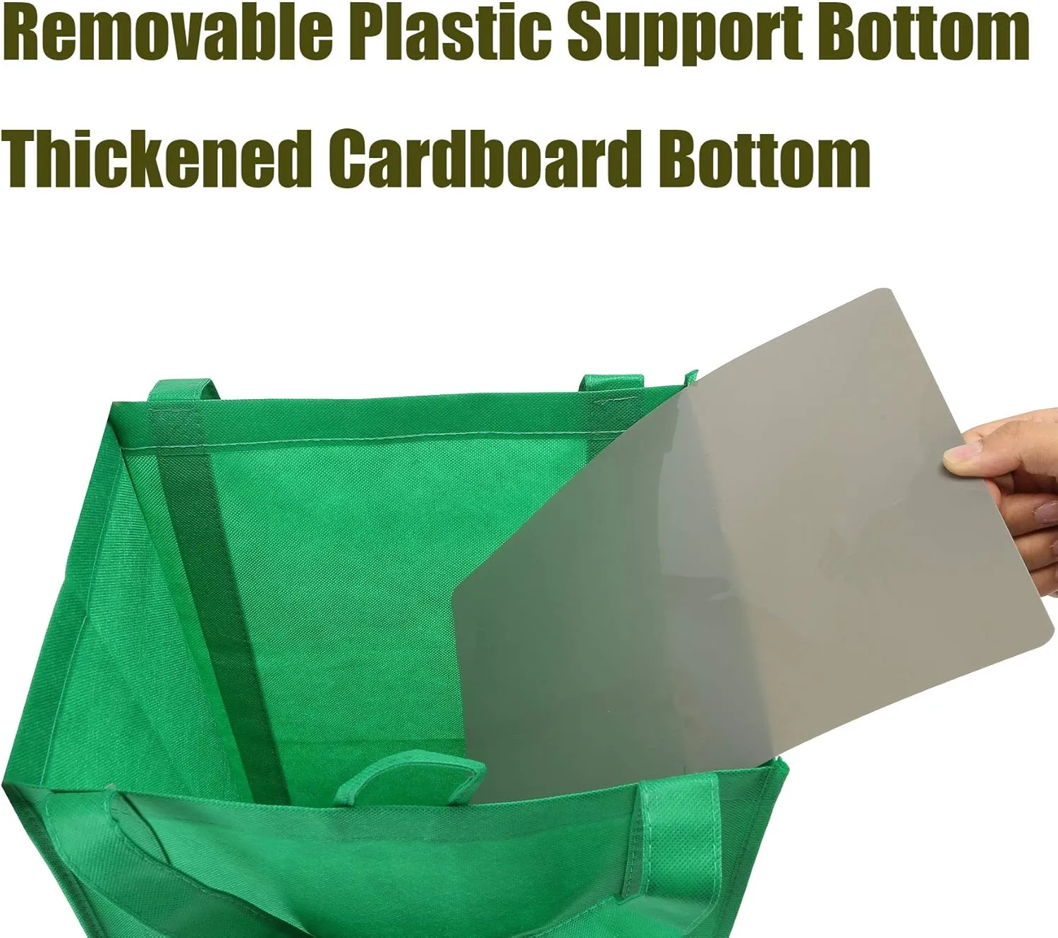 Set of 10 Reusable Grocery Bags Heavy Duty Shopping Bags Large Grocery Totes with Reinforced Bottom Super Sturdy Handles, Green