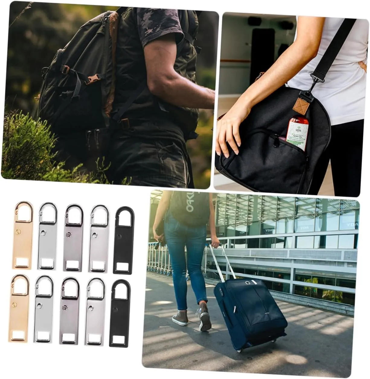 SEWACC 1set Zipper Pulls Durable Zipper Tab Replacement for Handbags Backpacks Suitcases for Easy Installation and Long Lasting Use 10pcs