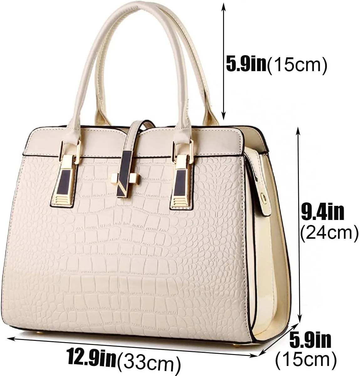 Shiny Patent Leather Handbag for Women Purse Crocodile Pattern Top-Handle Satchel Ladies Shoulder Bag Tote