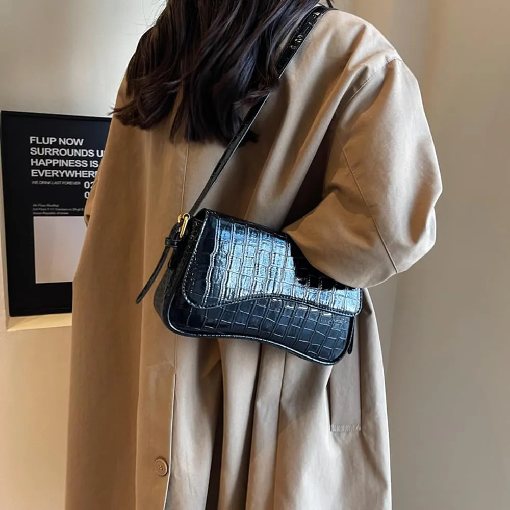 Shoulder Bag for Women Vegan Leather Hobo Handbags Y2K Trendy Saddle Bag Clutch Purse with 2 Removable Strap