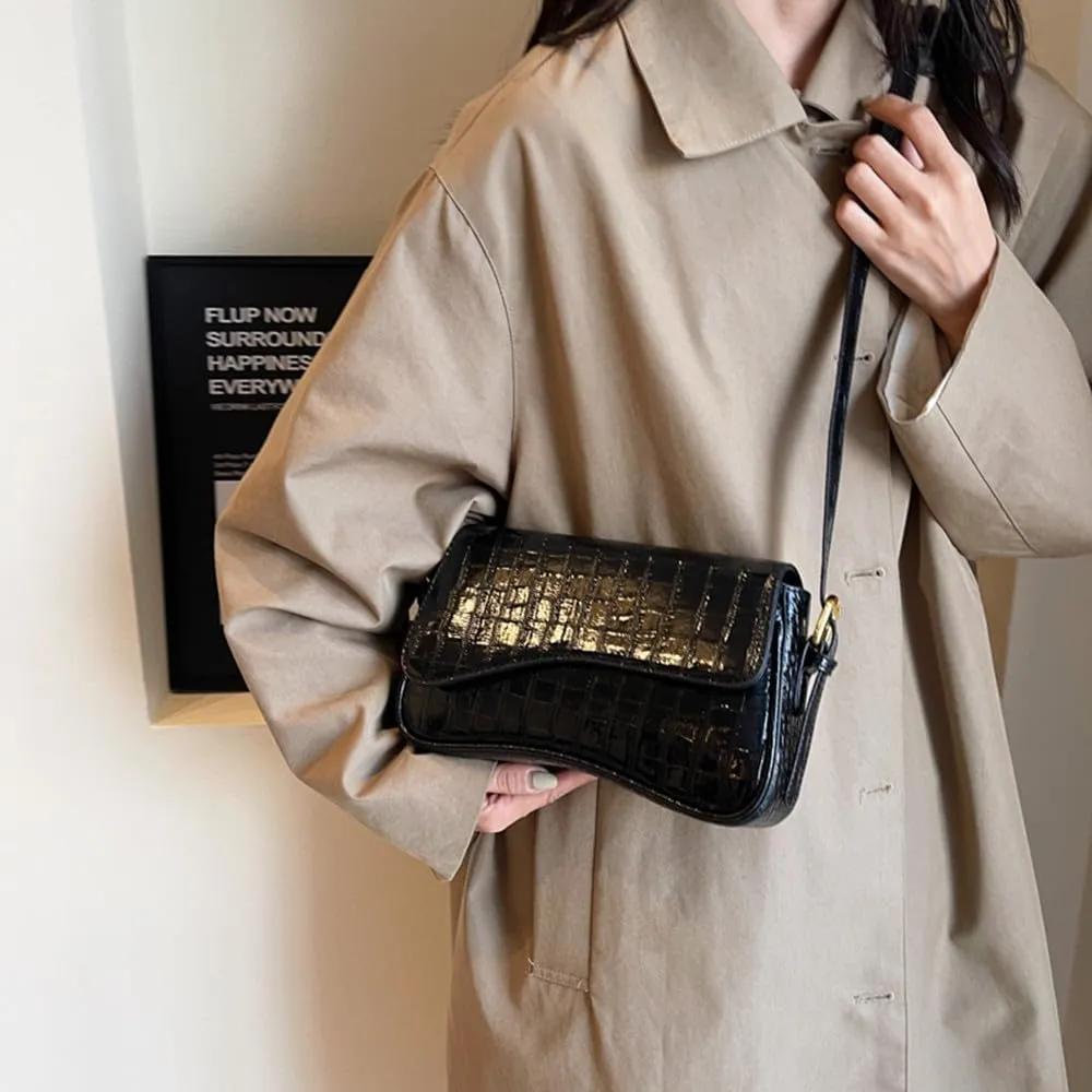 Shoulder Bag for Women Vegan Leather Hobo Handbags Y2K Trendy Saddle Bag Clutch Purse with 2 Removable Strap