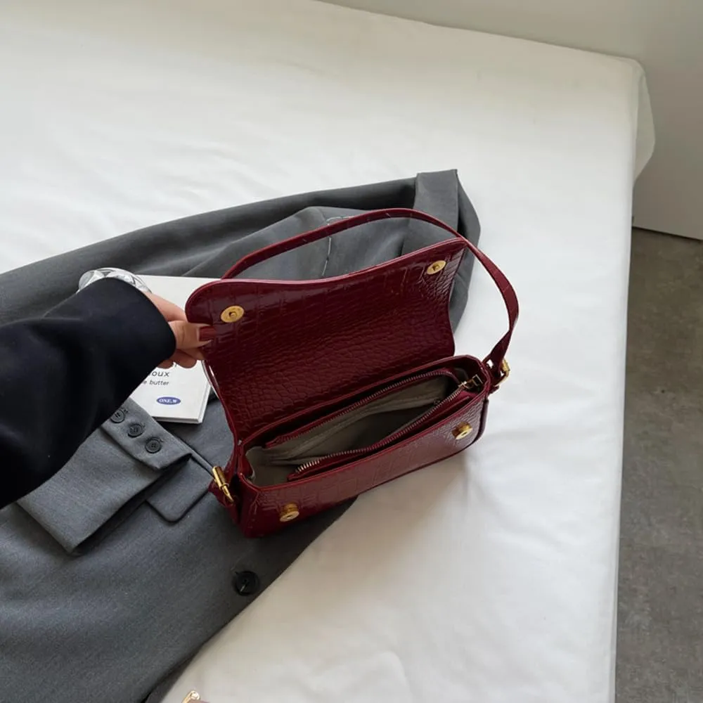 Shoulder Bag for Women Vegan Leather Hobo Handbags Y2K Trendy Saddle Bag Clutch Purse with 2 Removable Strap