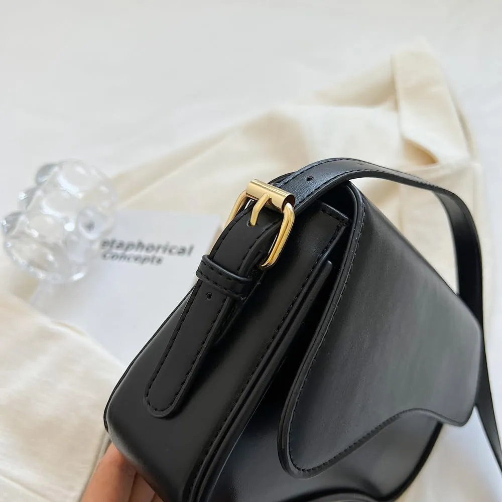 Shoulder Bag for Women Vegan Leather Hobo Handbags Y2K Trendy Saddle Bag Clutch Purse with 2 Removable Strap