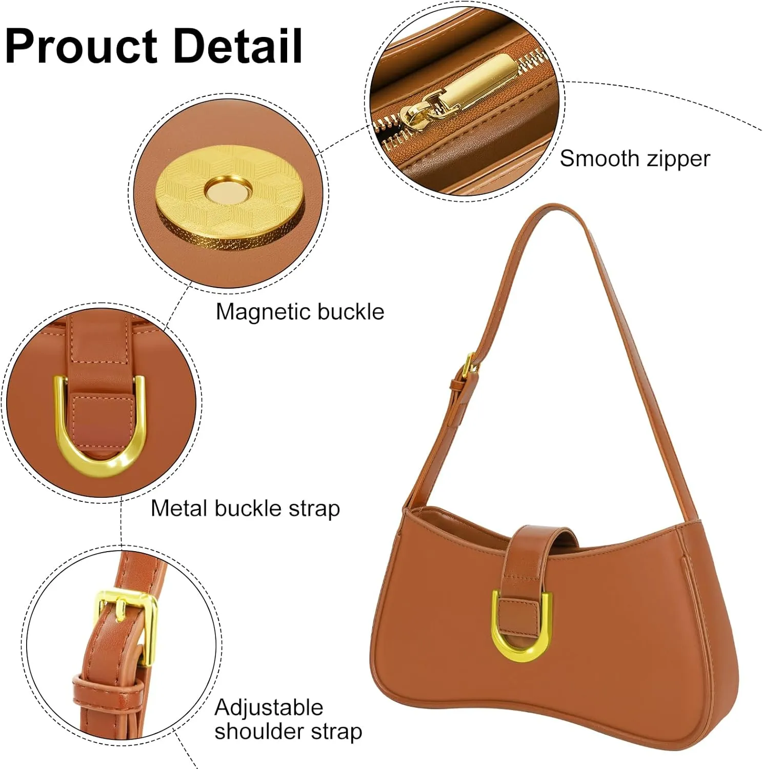 Shoulder Bag for Women Y2K Trendy Underarm Purse， Vegan Leather Clutch Hobo Handbags
