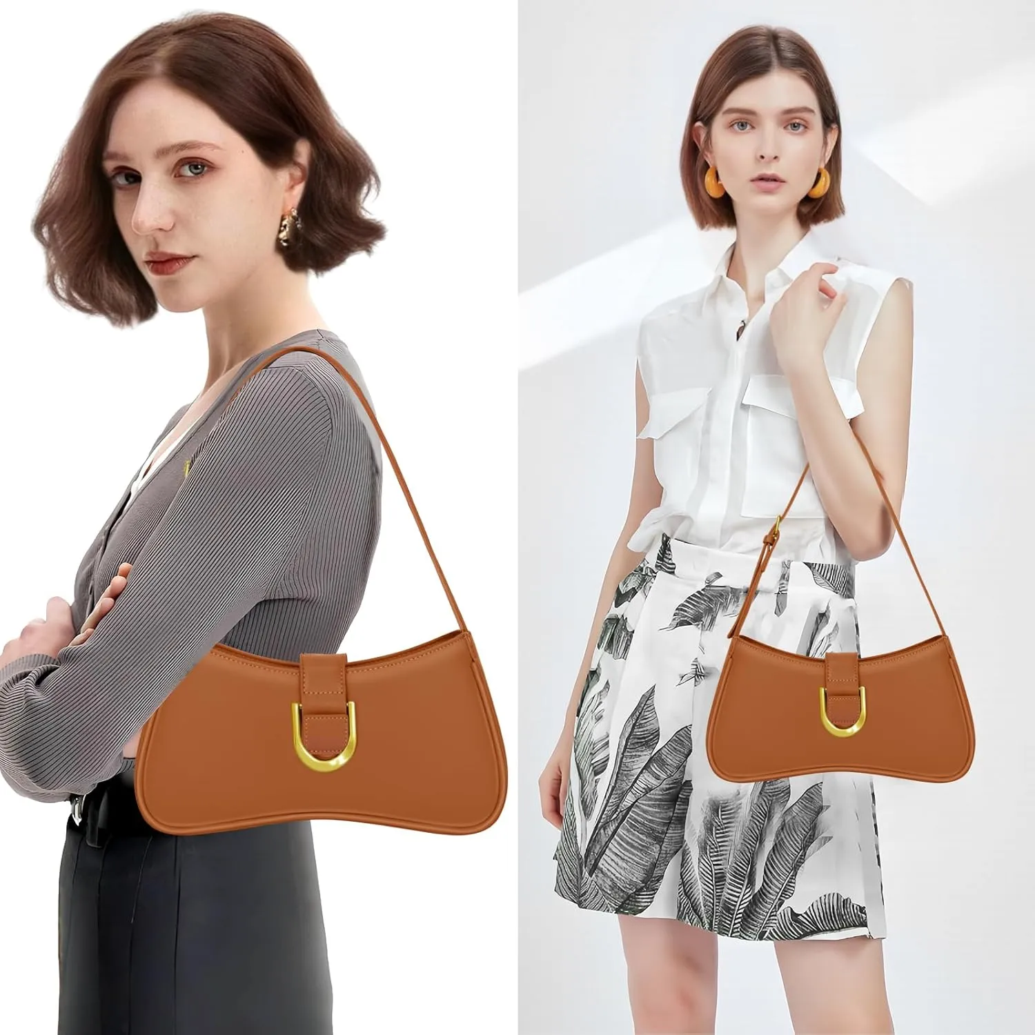 Shoulder Bag for Women Y2K Trendy Underarm Purse， Vegan Leather Clutch Hobo Handbags
