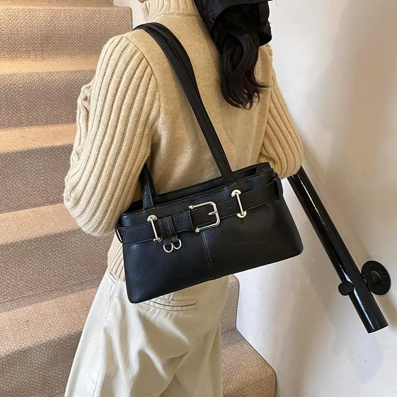 Shoulder Bag for Women,Vegan Leather Work Bag Trendy Luxury Hobo bag Designer Handbags Top Handle Bag with Belt Buckle
