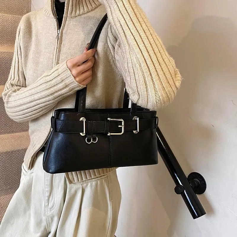 Shoulder Bag for Women,Vegan Leather Work Bag Trendy Luxury Hobo bag Designer Handbags Top Handle Bag with Belt Buckle