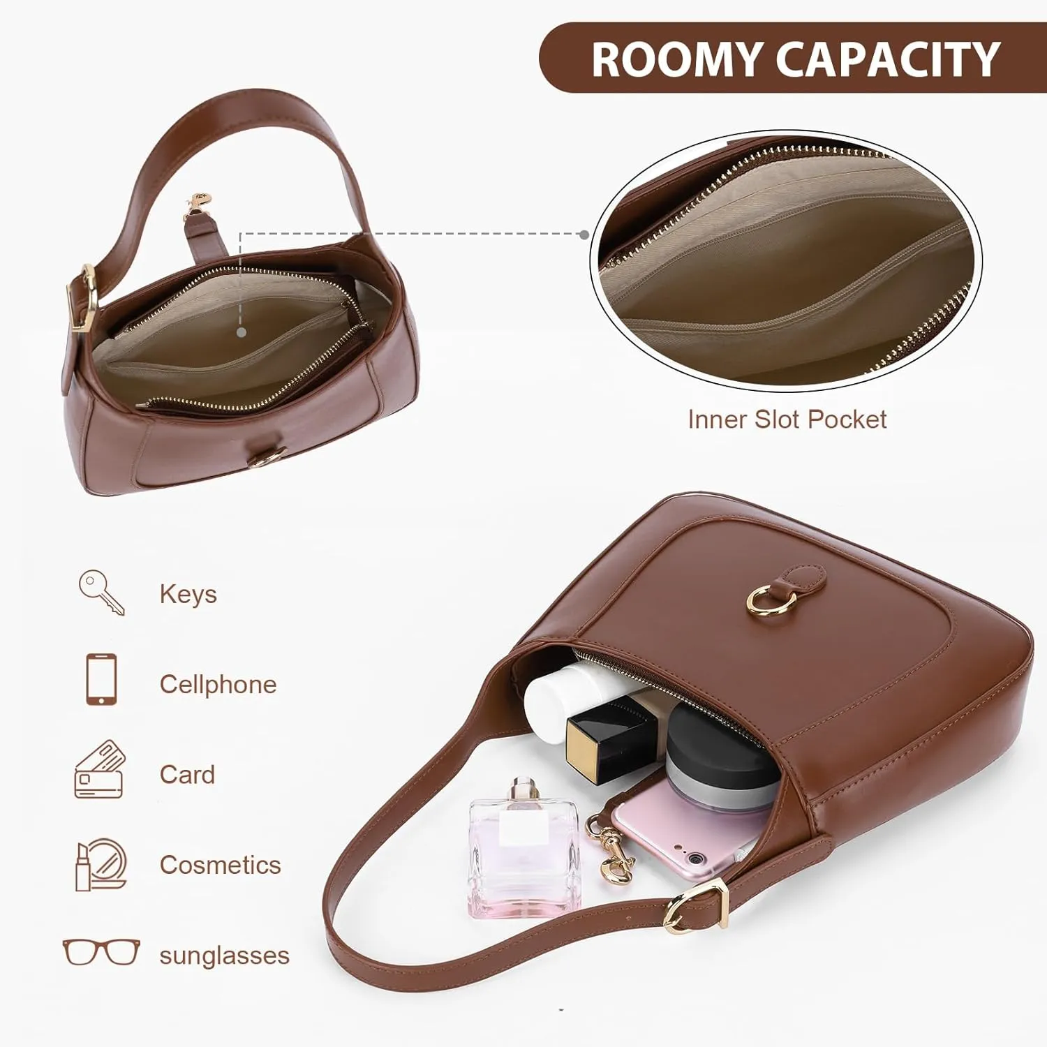 Shoulder Bag Small Shoulder Purses Adjustable Strap Vegan Leather Cute Trendy Hobo Handbags for Women