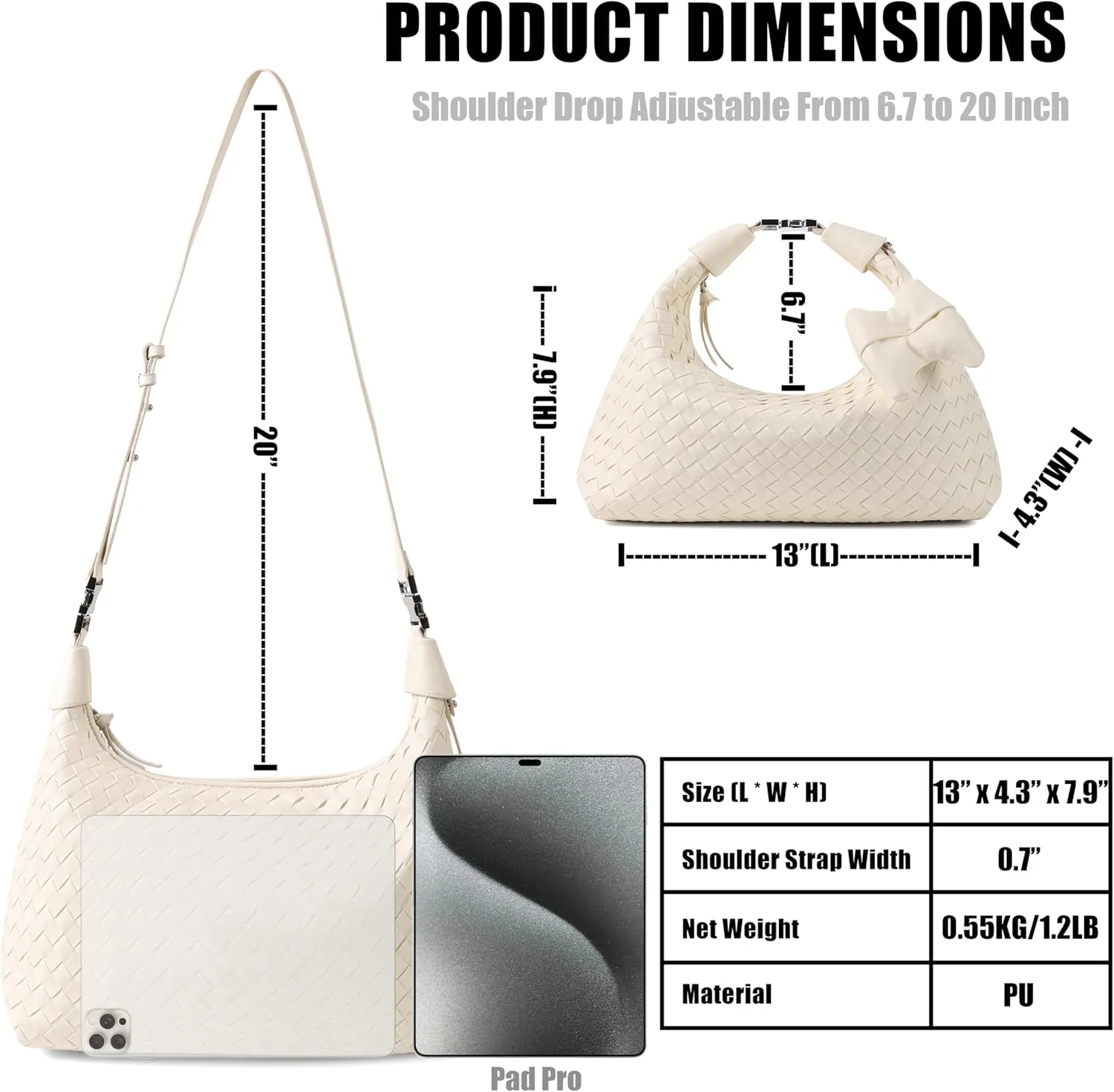 Shoulder Handbags for Women Woven Leather Crossbody Bags for Women Cute Clutch Hobo Handbag Trendy Crescent Bag