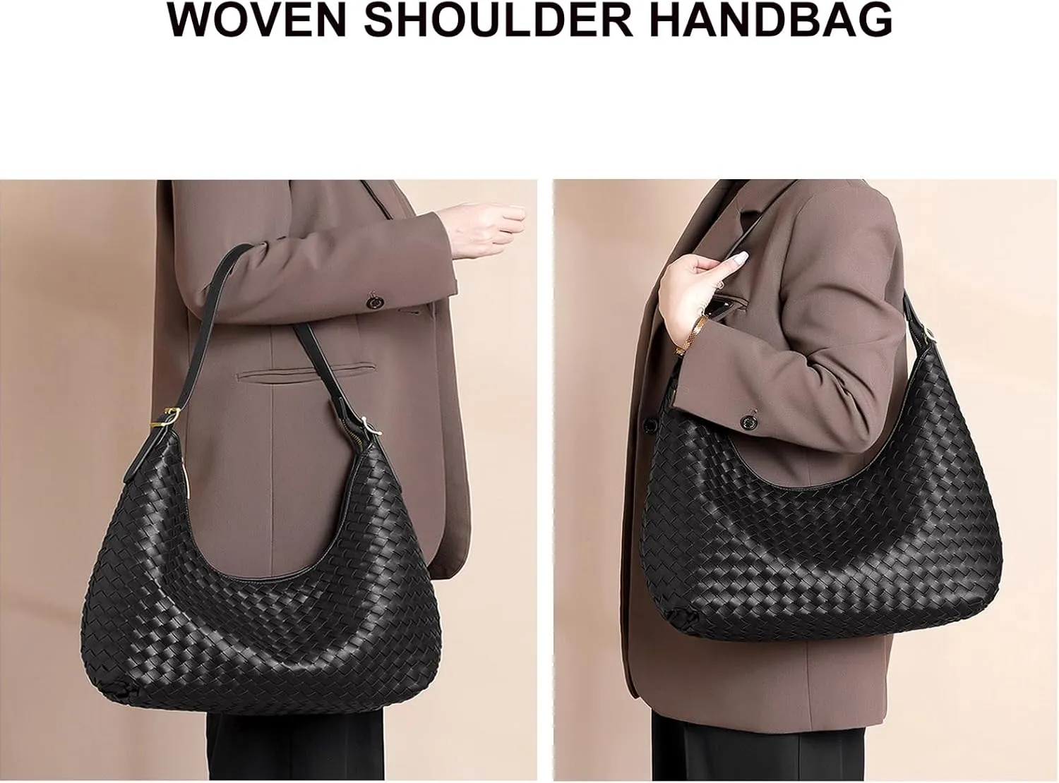 Shoulder Handbags Shoulder Bag for Women Totes Woven Vegan Leather Bag Hand Bag Working Lightweight Bags With Zipper