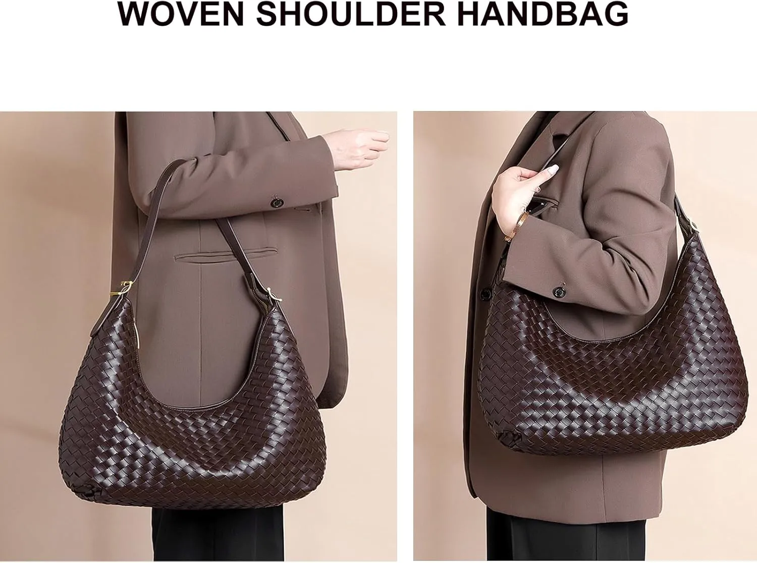 Shoulder Handbags Shoulder Bag for Women Totes Woven Vegan Leather Bag Hand Bag Working Lightweight Bags With Zipper