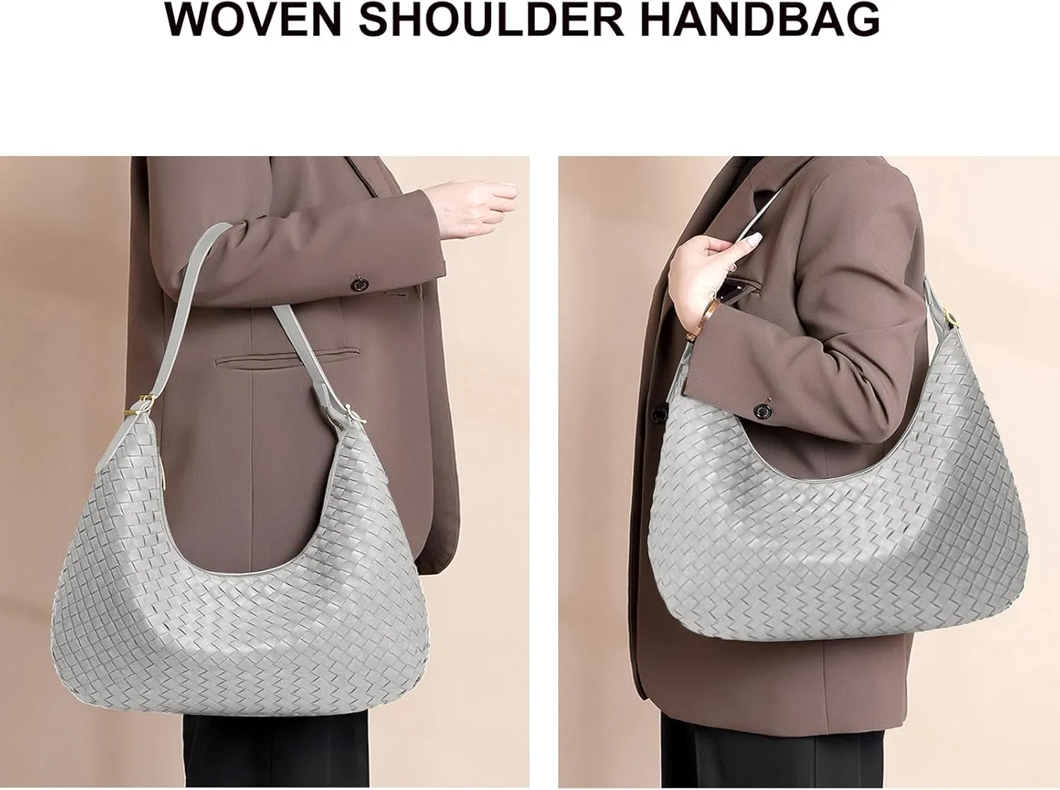 Shoulder Handbags Shoulder Bag for Women Totes Woven Vegan Leather Bag Hand Bag Working Lightweight Bags With Zipper