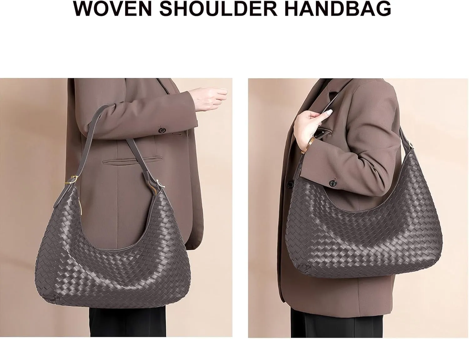 Shoulder Handbags Shoulder Bag for Women Totes Woven Vegan Leather Bag Hand Bag Working Lightweight Bags With Zipper