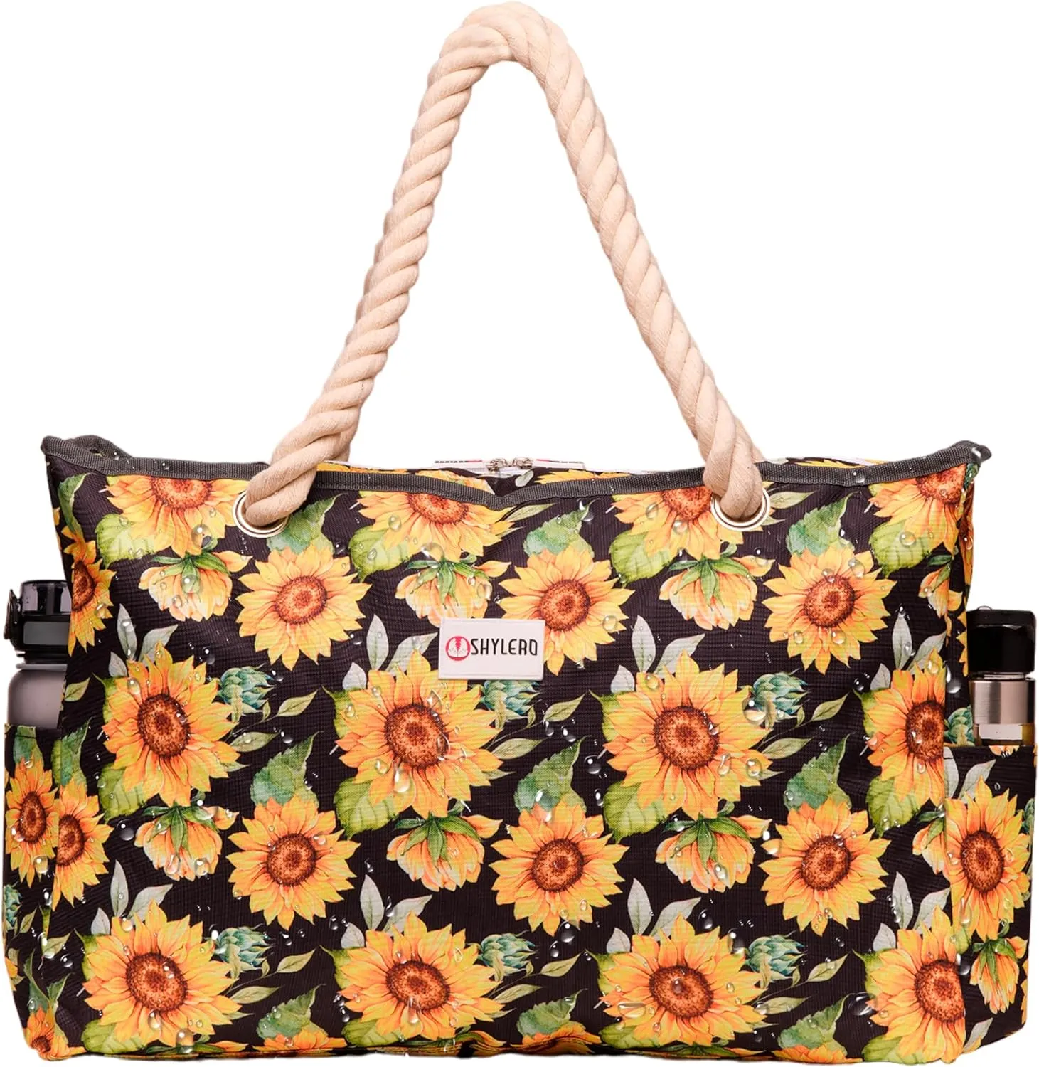 SHYLERO Beach Bag and Pool Bag. Has Airtight Pouch, Ton of Pockets. Beach Tote is Zippered, Water Resistant. Family Size